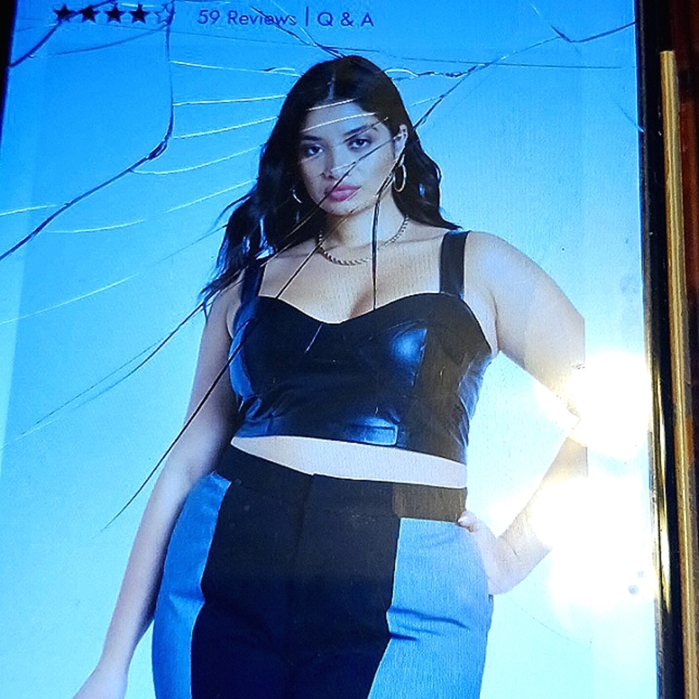 Faux Leather Black Bustier Top (See  More Photos Of Item In Listing)